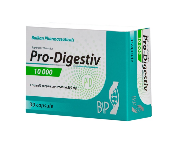 Balkan Pharmaceuticals Pro Digestiv 10000 – capsule pentru mentinerea uneu greutati normale – 30 cps